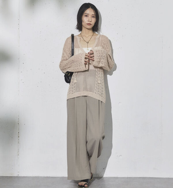 Doux archives「リネンライク２タックワイドパンツ」|チノ|