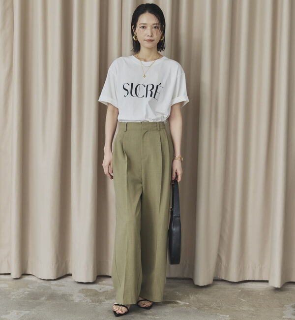Doux archives「リネンライク２タックワイドパンツ」|チノ|