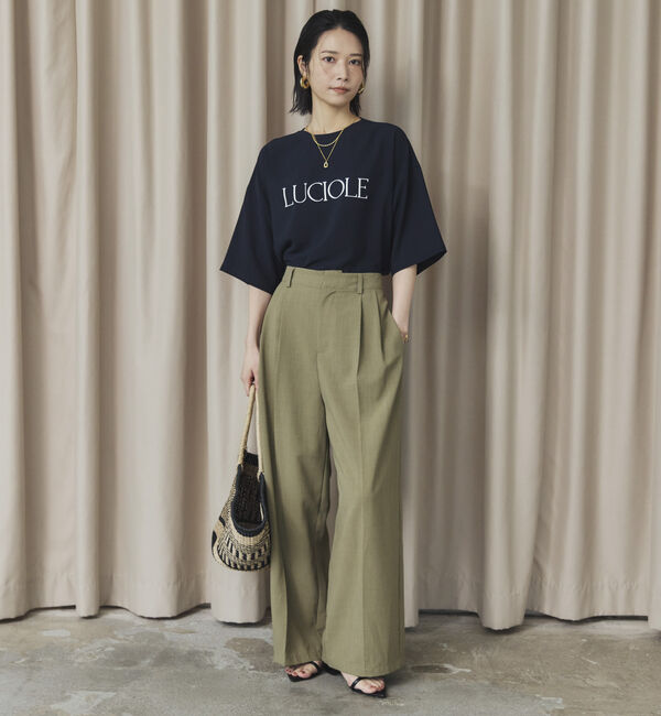 Doux archives「リネンライク２タックワイドパンツ」|チノ|