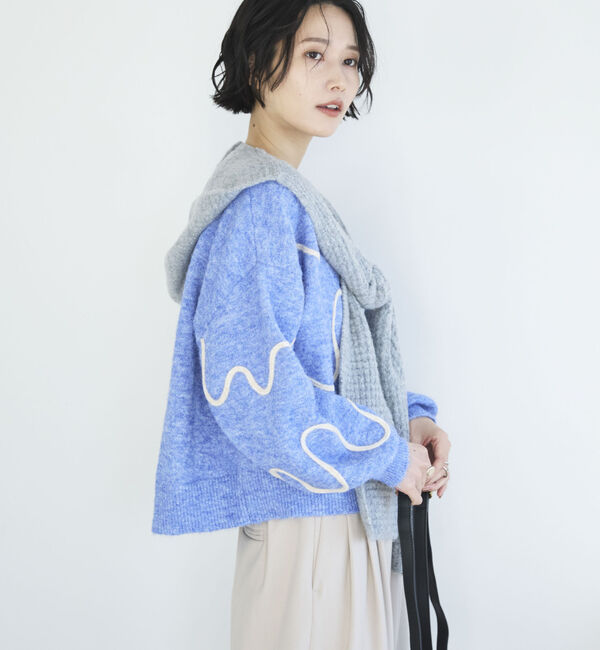 Doux archives「コード刺繍クロップドニットプルオーバー」|ニット・セーター|SAX