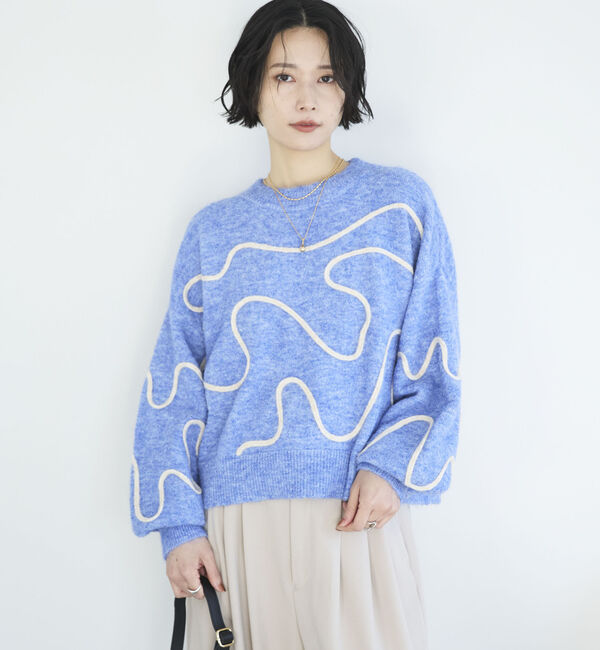 Doux archives「コード刺繍クロップドニットプルオーバー」|ニット・セーター|