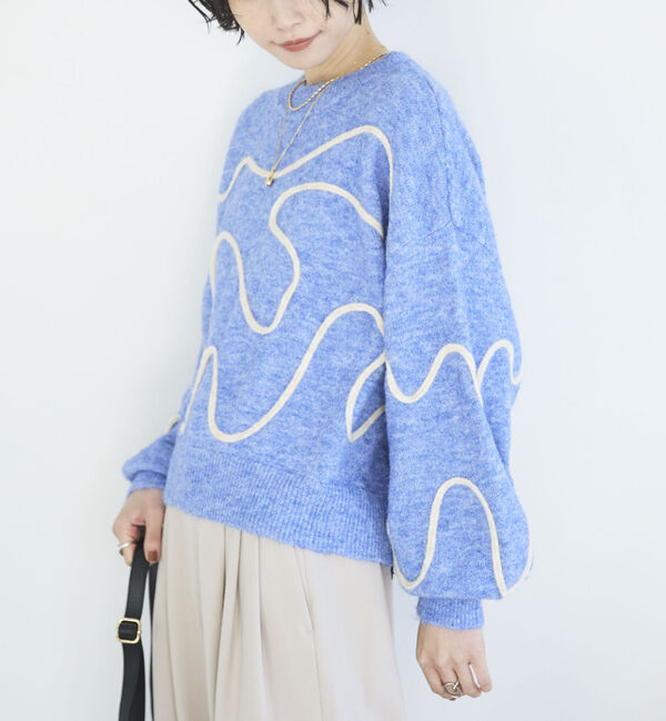 Doux archives「コード刺繍クロップドニットプルオーバー」|ニット・セーター|