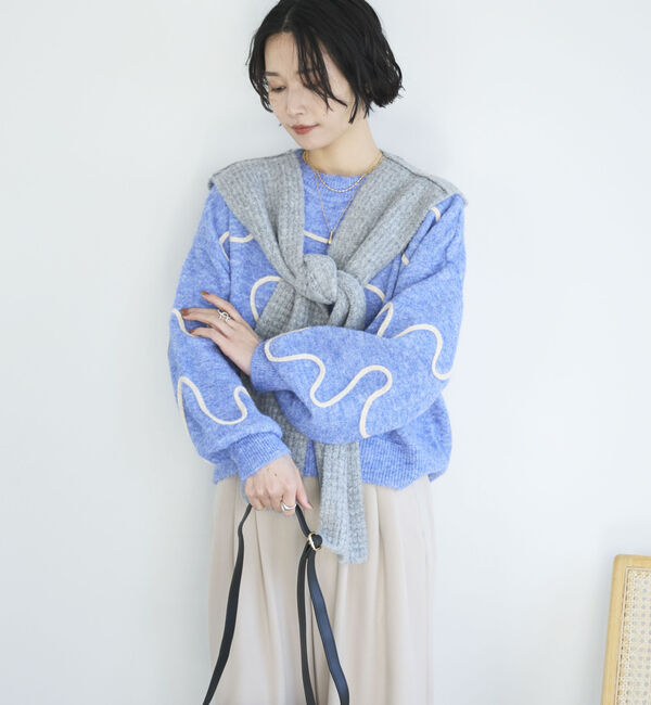 Doux archives「コード刺繍クロップドニットプルオーバー」|ニット・セーター|