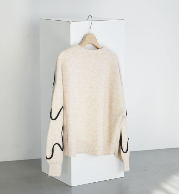 Doux archives「コード刺繍クロップドニットプルオーバー」|ニット・セーター|