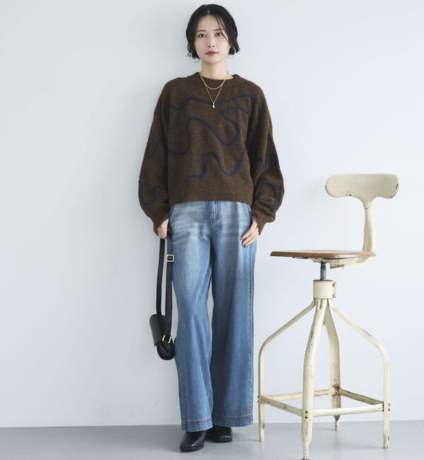 Doux archives「コード刺繍クロップドニットプルオーバー」|ニット・セーター|