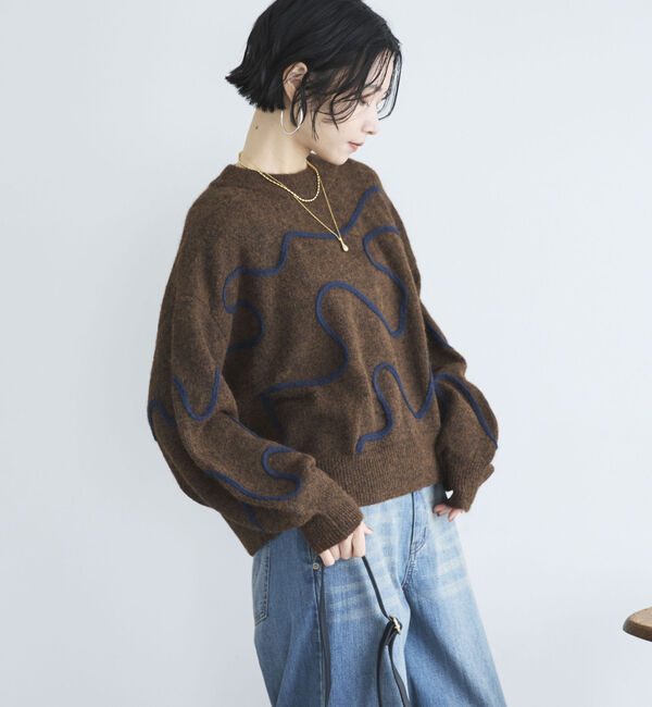 Doux archives「コード刺繍クロップドニットプルオーバー」|ニット・セーター|