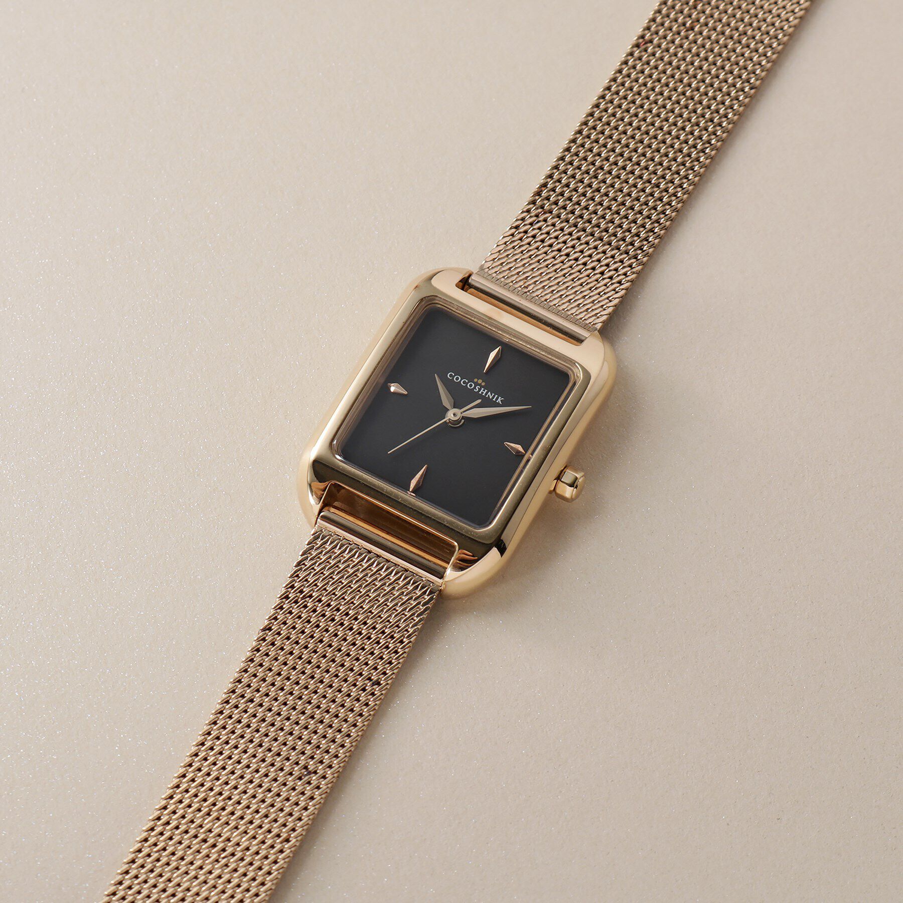 COCOSHNIK「RGスクエアメッシュベルト ウォッチ（ブラック）」|腕時計|