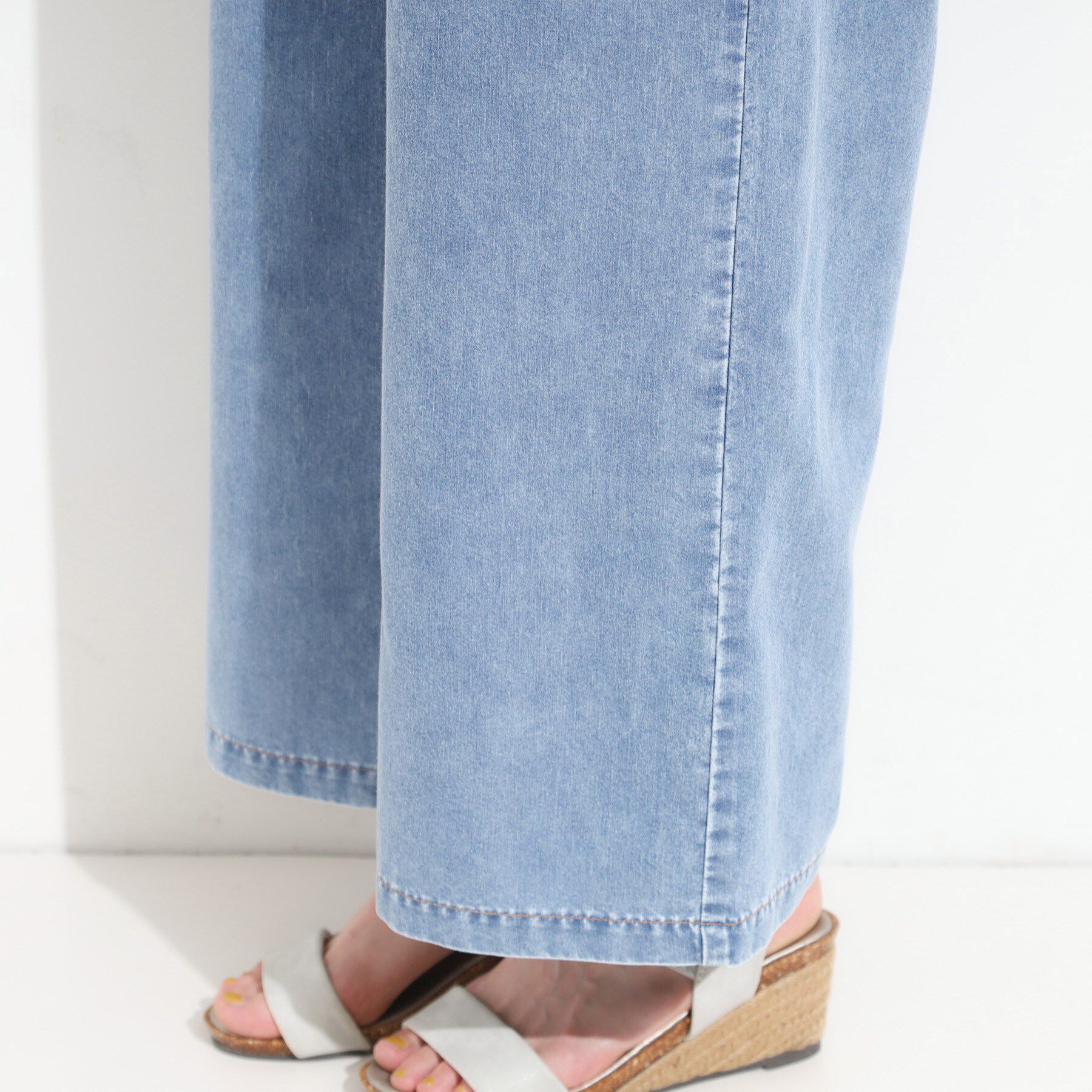 SHOO･LA･RUE「【セットアップ可/S-LL】リボン付き イージーワイドデニムパンツ」|デニム|