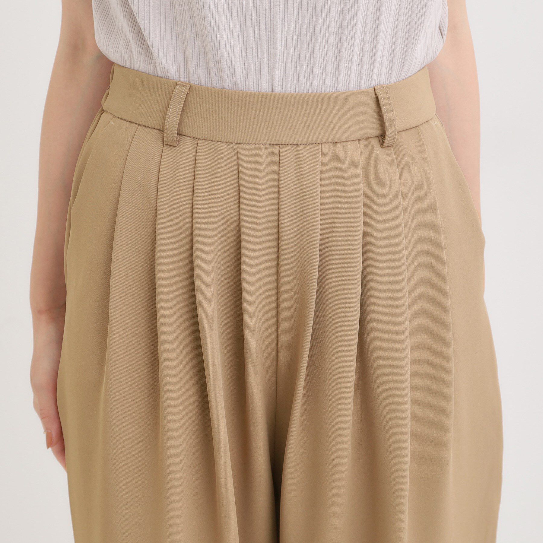 SHOO･LA･RUE「【S-LL/ひんやり】腰まわりや太ももを自然にカバー タックワイドパンツ」|その他|