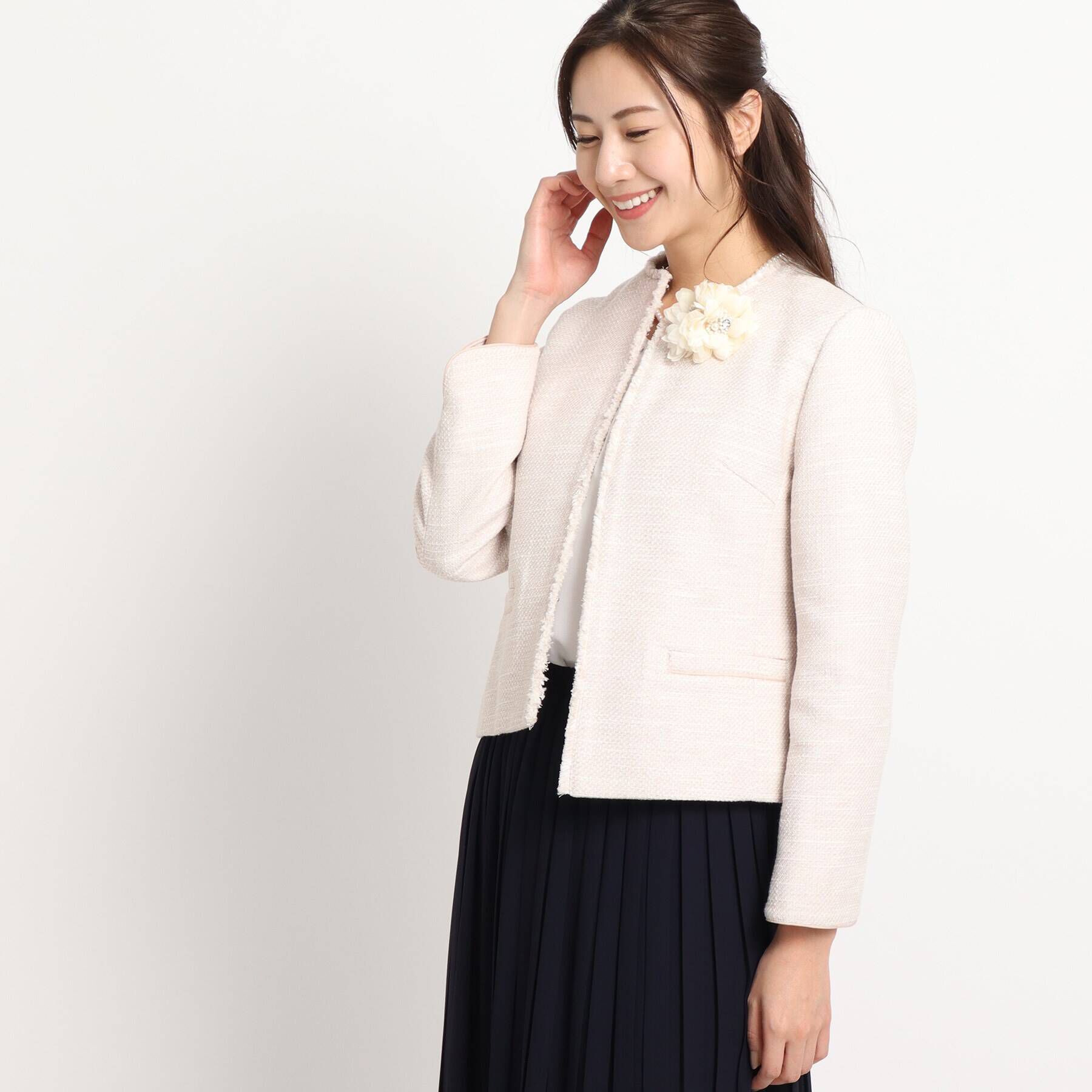 Dessin「【セレモニー/入卒】ツィード クルーネック ジャケット＜S～L＞」|ノーカラージャケット|