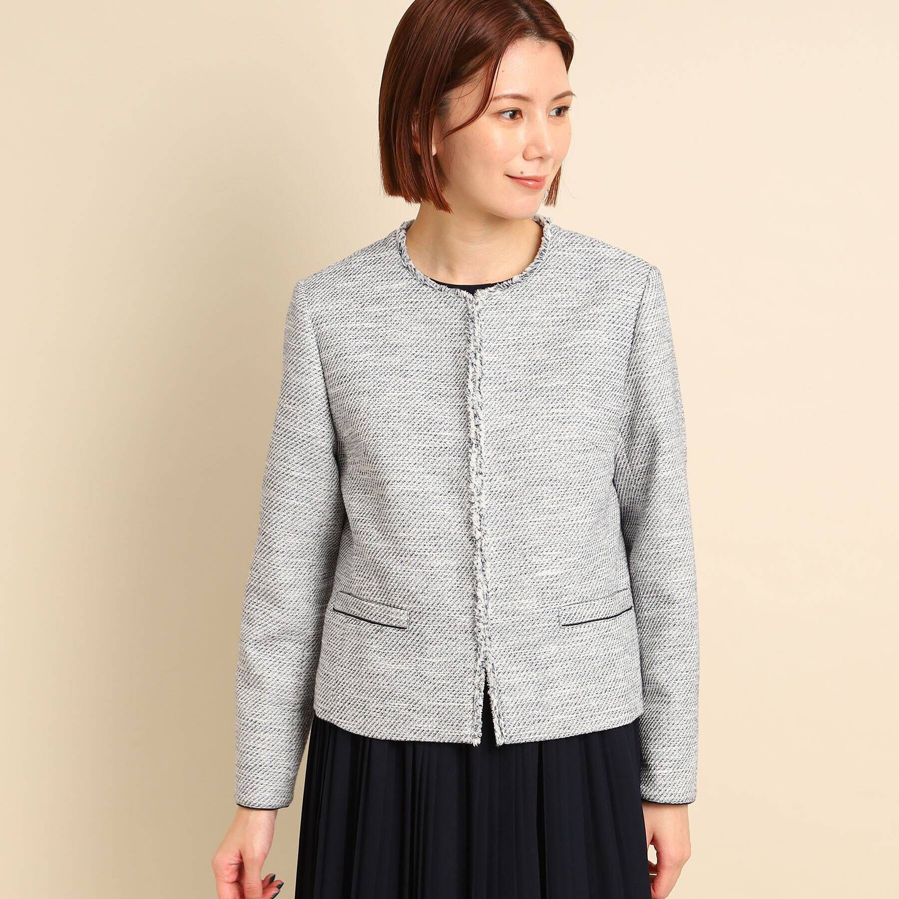 Dessin「【セレモニー/入卒】ツィード クルーネック ジャケット＜S～L＞」|ノーカラージャケット|