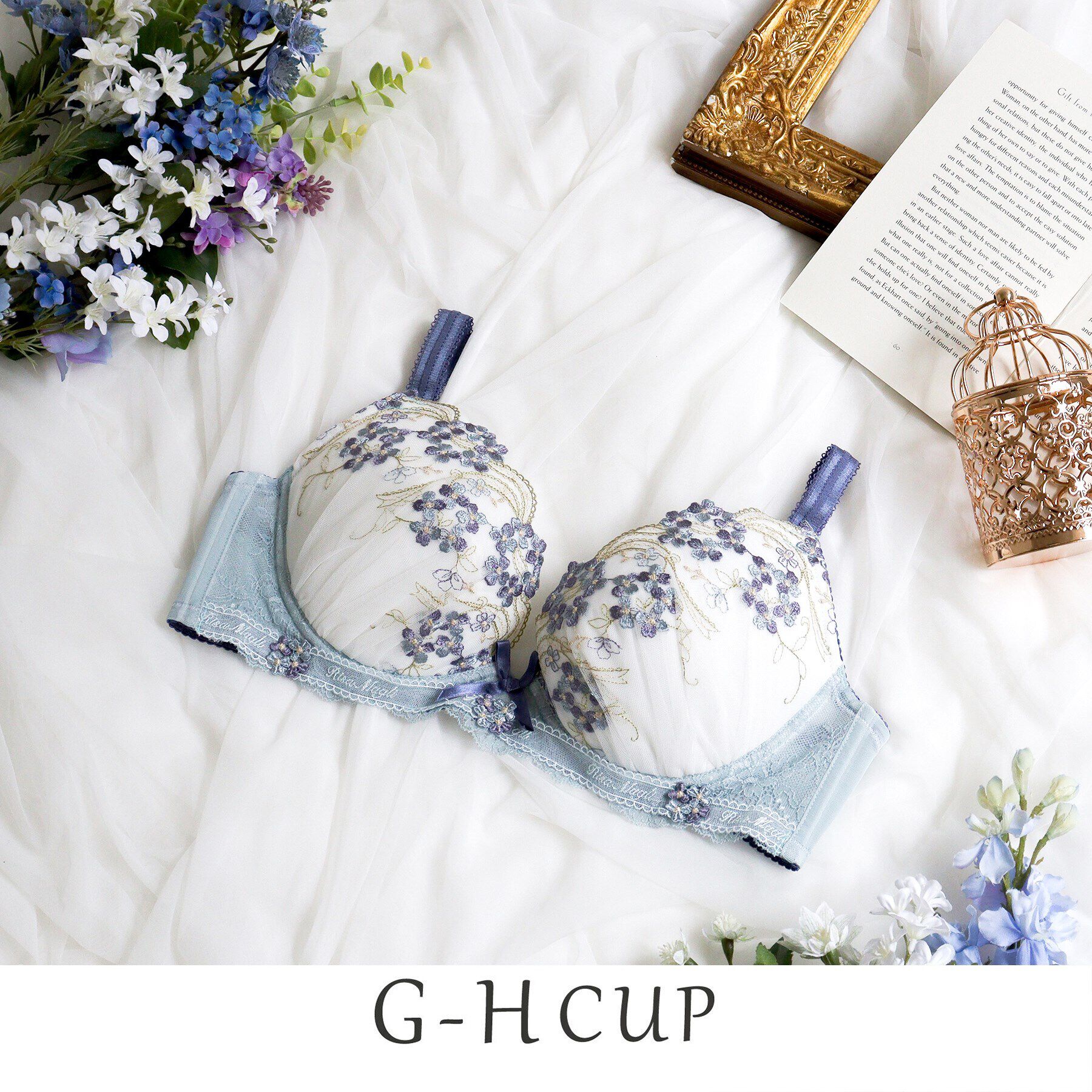 Risa Magli「クラーラ ブラジャー（G-H）＜サイドすっきりタイプ＞」|インナー|ブルー(092)