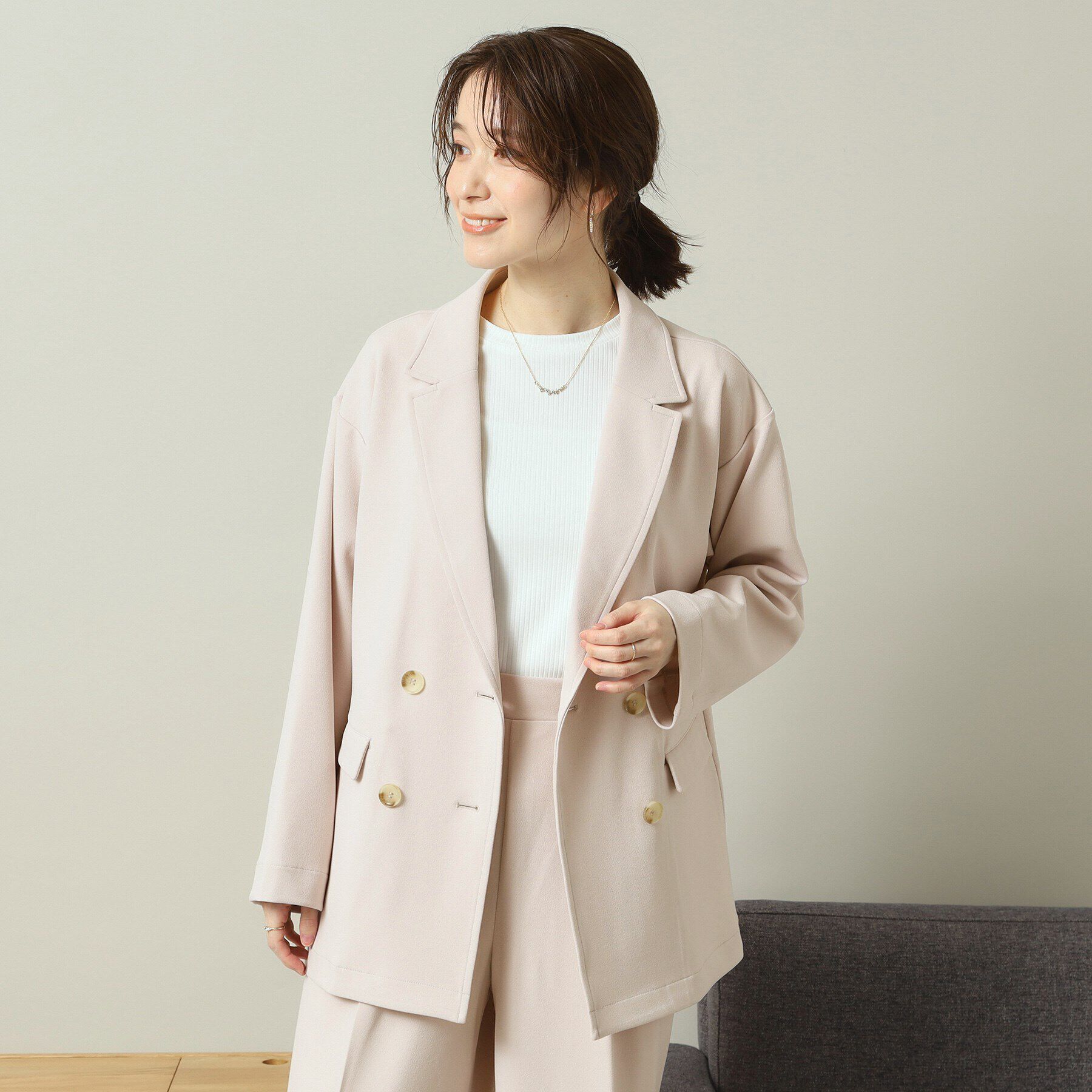 ITS&rsquo;DEMO「【洗濯機OK／吸水速乾／UVカット】カットジョーゼットジャケット」|テーラードジャケット|グレージュ(050)