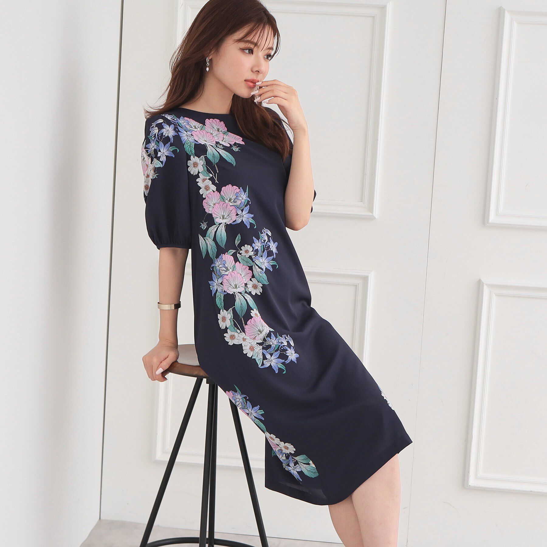 SunaUna「【＆yours project／パネル柄】フラワープリントワンピース」|ワンピース|