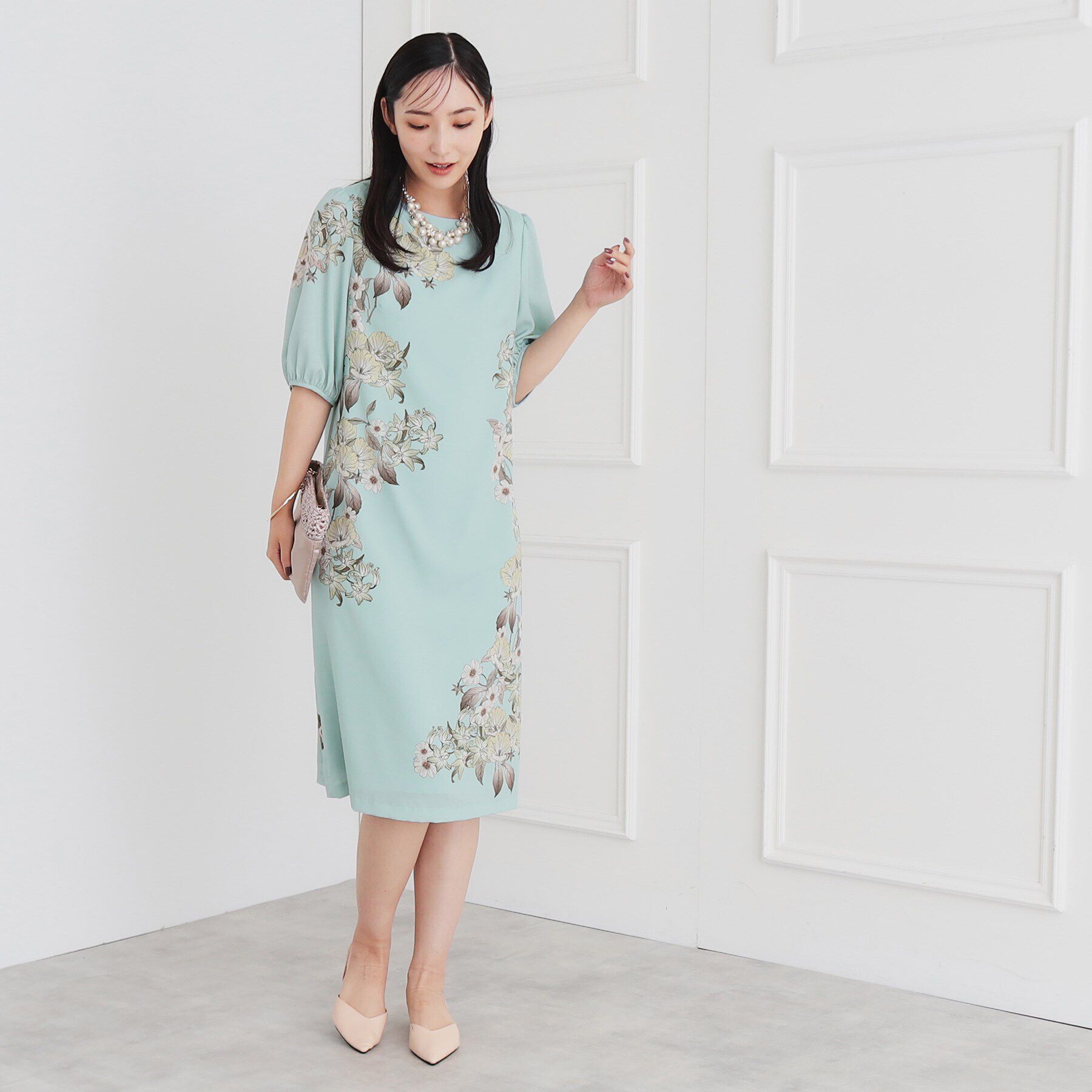 SunaUna「【＆yours project／パネル柄】フラワープリントワンピース」|ワンピース|