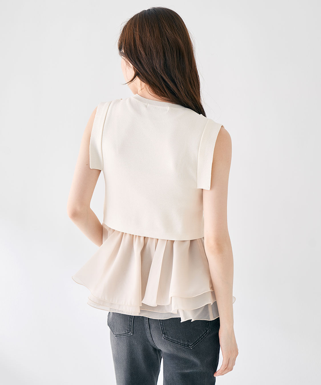 COCO DEAL「オーガンジーペプラムドッキングニット」|ニット・セーター|