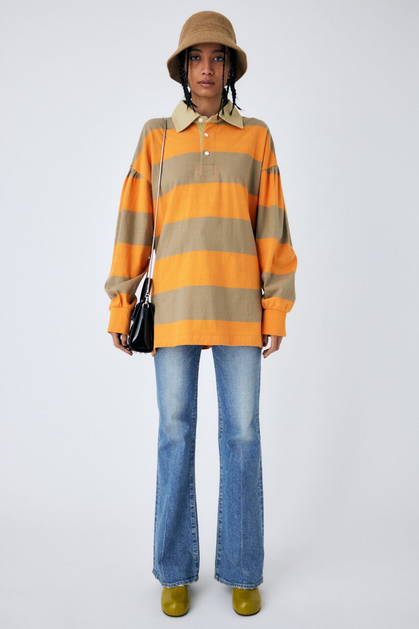 MOUSSY「GATHER SLEEVE RUGGER シャツ」|Tシャツ・カットソー|柄ORG5