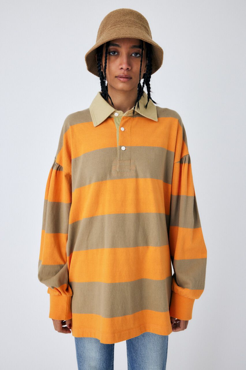 MOUSSY「GATHER SLEEVE RUGGER シャツ」|Tシャツ・カットソー|