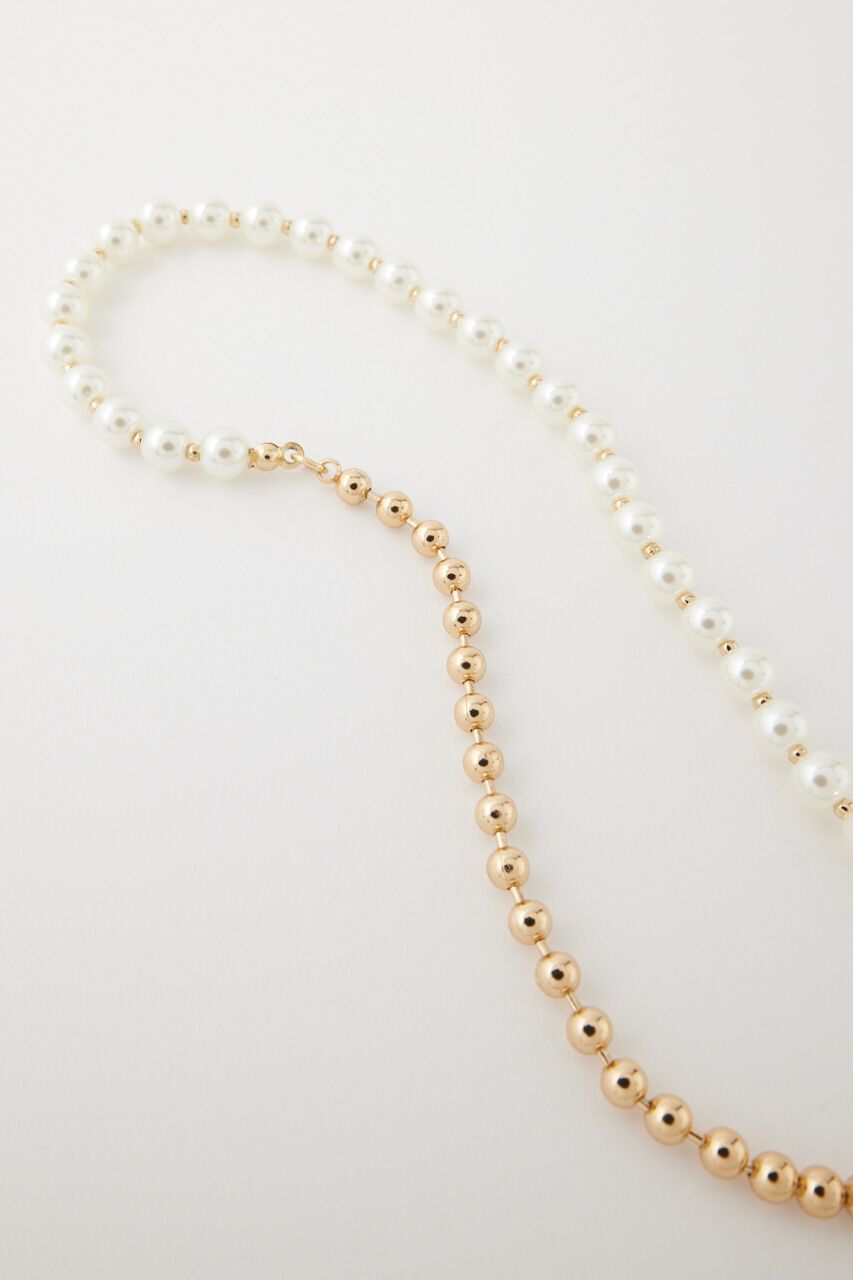 MOUSSY「F／PEARL ＆ BALL CHAIN ネックレス」|ネックレス|