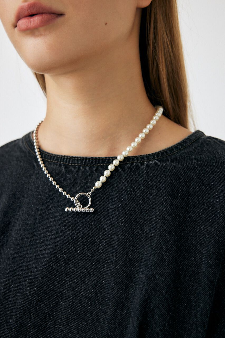 MOUSSY「F／PEARL ＆ BALL CHAIN ネックレス」|ネックレス|SLV