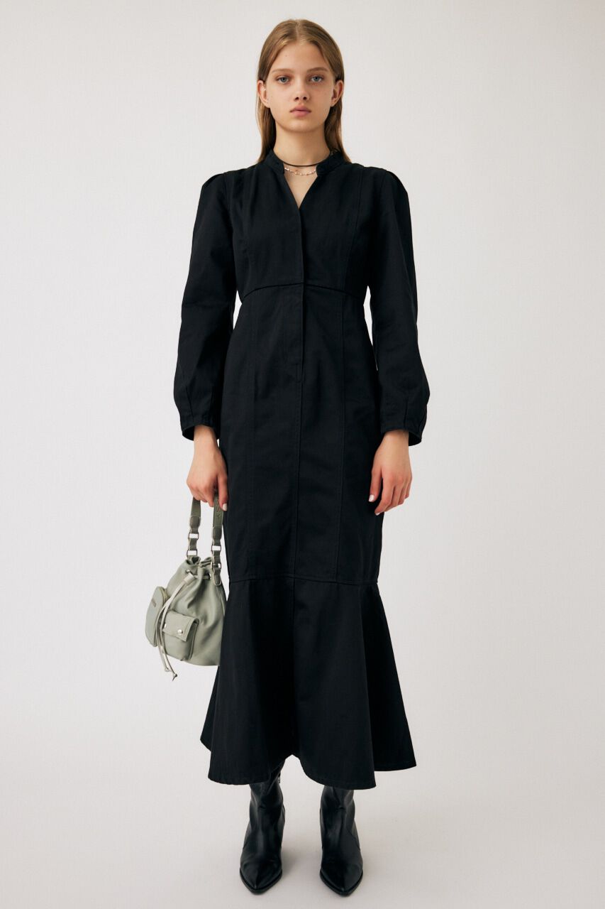 MOUSSY「DENIM MAXI ドレス」|ワンピース|BLK