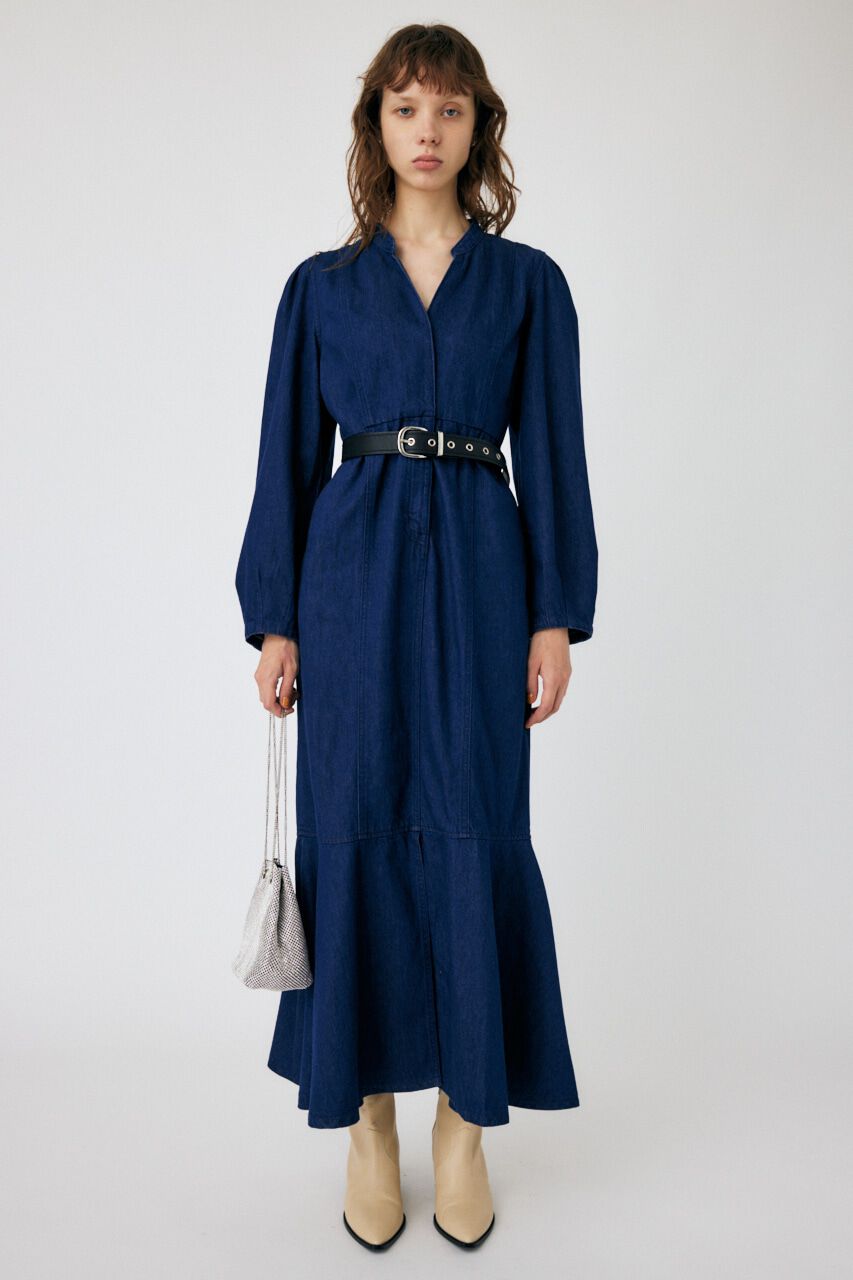 MOUSSY「DENIM MAXI ドレス」|ワンピース|BLU