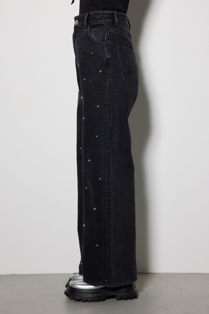 rienda「スタッズデザインワイドデニムパンツ」|その他|