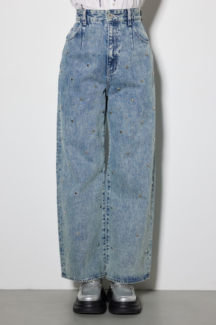 rienda「スタッズデザインワイドデニムパンツ」|その他|