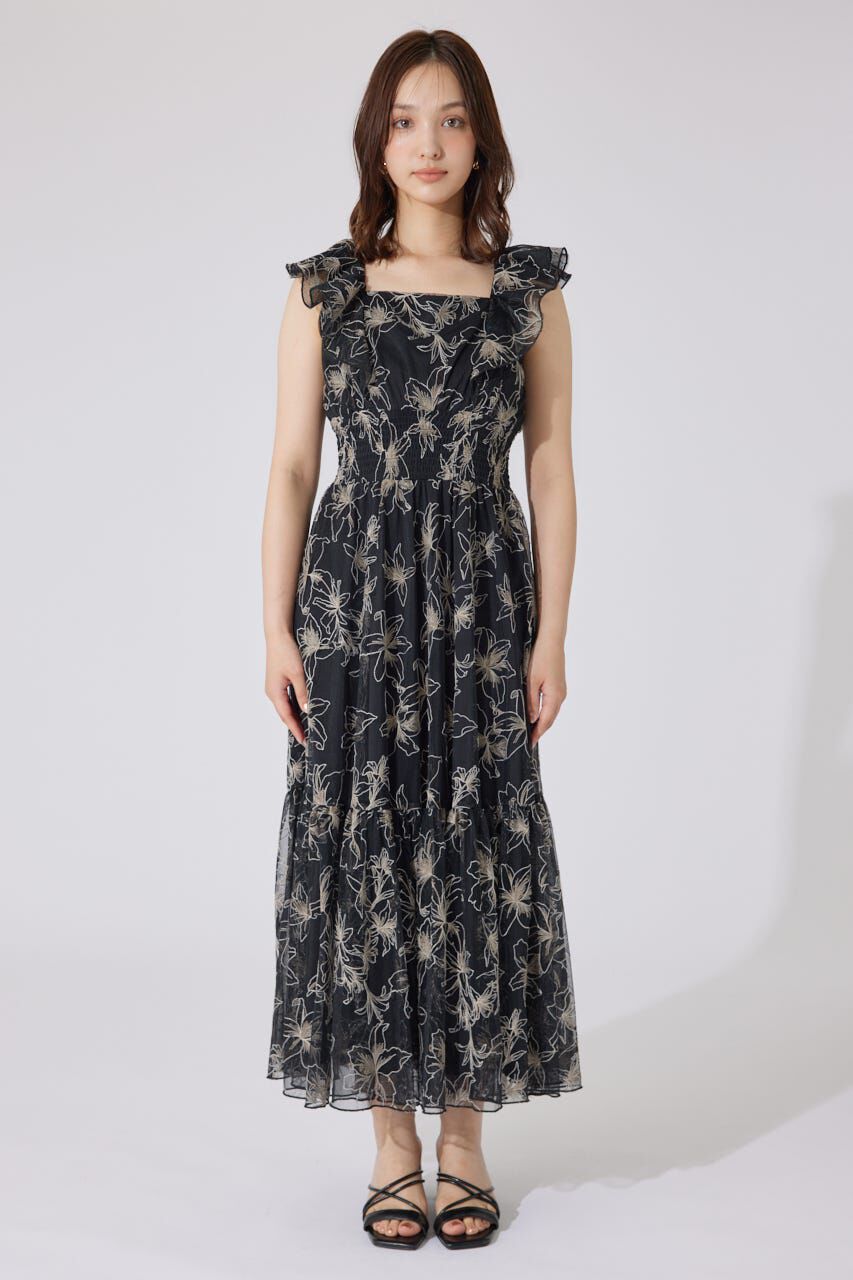 rienda「エンブロイダリーチュールフレアスリーブワンピース」|ワンピース|