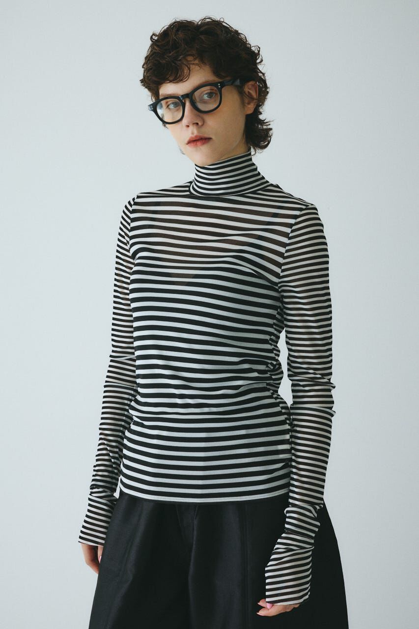 HeRIN.CYE「High neck mesh inner tops」|Tシャツ・カットソー|柄BLK5