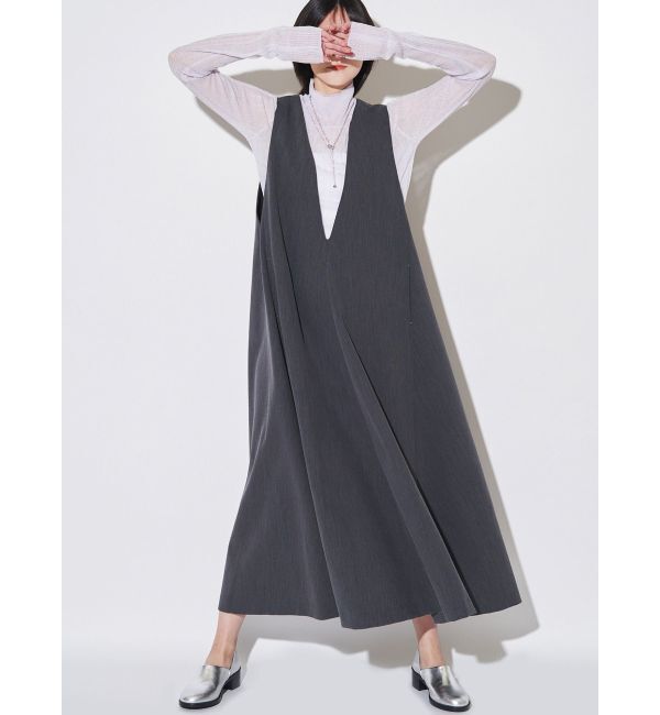 ELENDEEK「DEEP V NECK A-LINE OP」|ワンピース|グレー