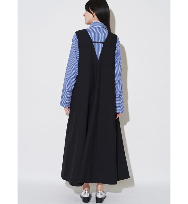 ELENDEEK「DEEP V NECK A-LINE OP」|ワンピース|ブラック