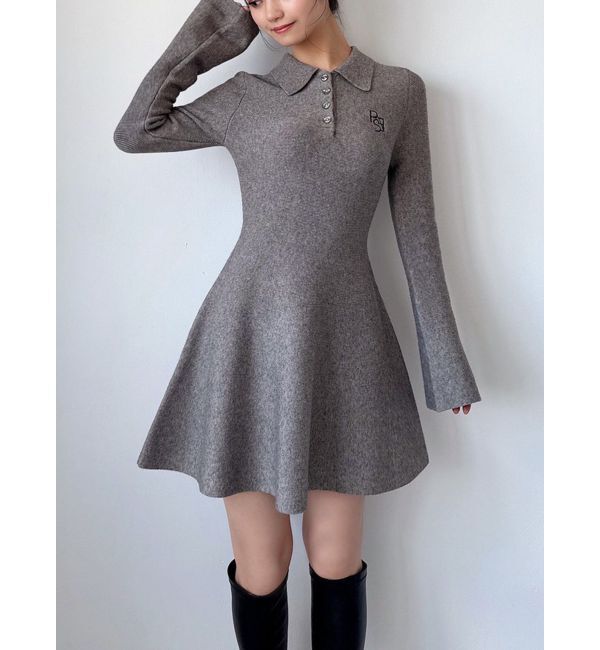 RESEXXY「ニットポロワンピース」|ワンピース|グレー