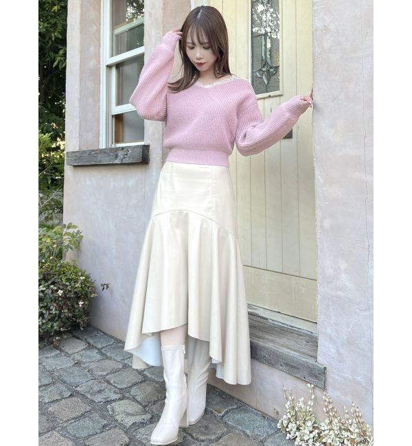 dazzlin「フェイクレザーエレガントナロースカート」|スカート|