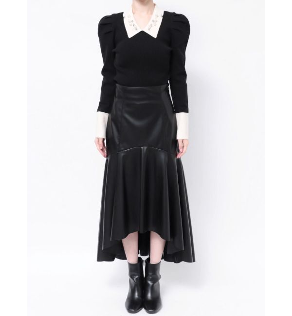 dazzlin「フェイクレザーエレガントナロースカート」|スカート|