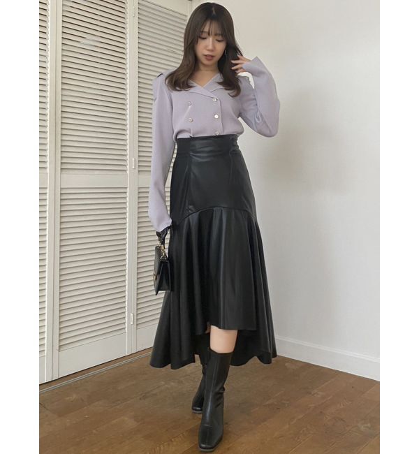 dazzlin「フェイクレザーエレガントナロースカート」|スカート|