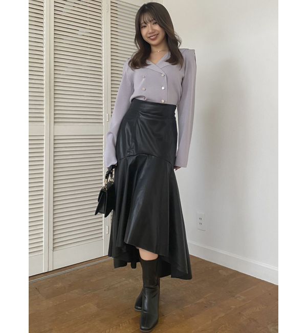 dazzlin「フェイクレザーエレガントナロースカート」|スカート|