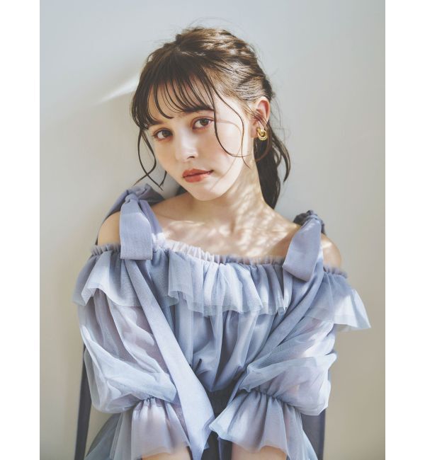 dazzlin「チュールリボンペプラム2wayトップス」|シャツ・ブラウス|