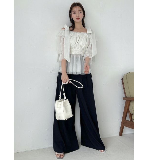 dazzlin「チュールリボンペプラム2wayトップス」|シャツ・ブラウス|