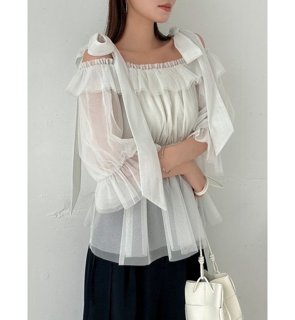 dazzlin「チュールリボンペプラム2wayトップス」|シャツ・ブラウス|