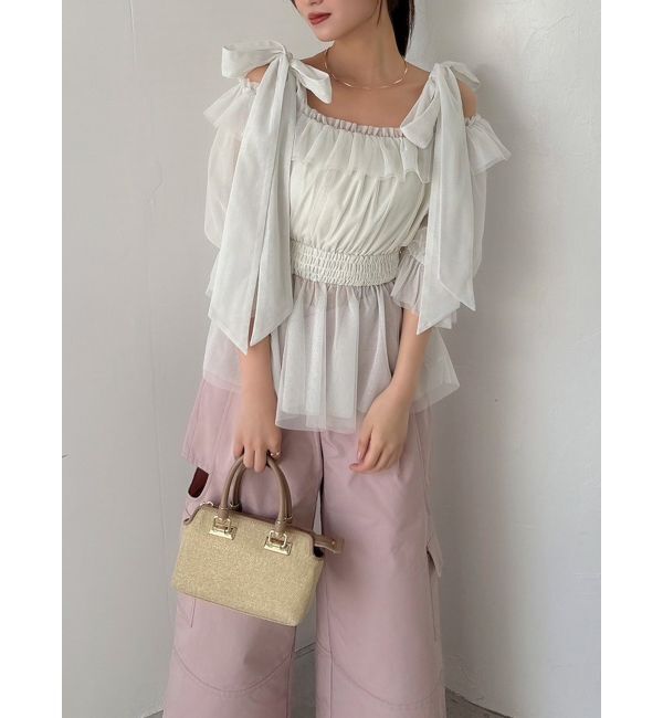 dazzlin「チュールリボンペプラム2wayトップス」|シャツ・ブラウス|