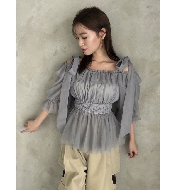 dazzlin「チュールリボンペプラム2wayトップス」|シャツ・ブラウス|