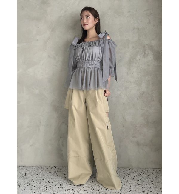 dazzlin「チュールリボンペプラム2wayトップス」|シャツ・ブラウス|