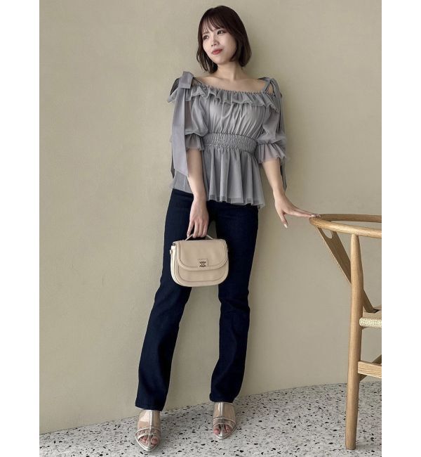 dazzlin「チュールリボンペプラム2wayトップス」|シャツ・ブラウス|