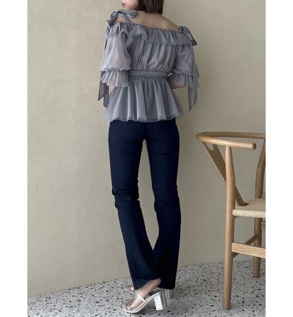 dazzlin「チュールリボンペプラム2wayトップス」|シャツ・ブラウス|