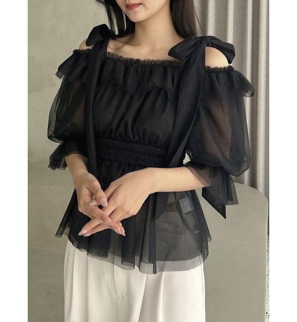 dazzlin「チュールリボンペプラム2wayトップス」|シャツ・ブラウス|