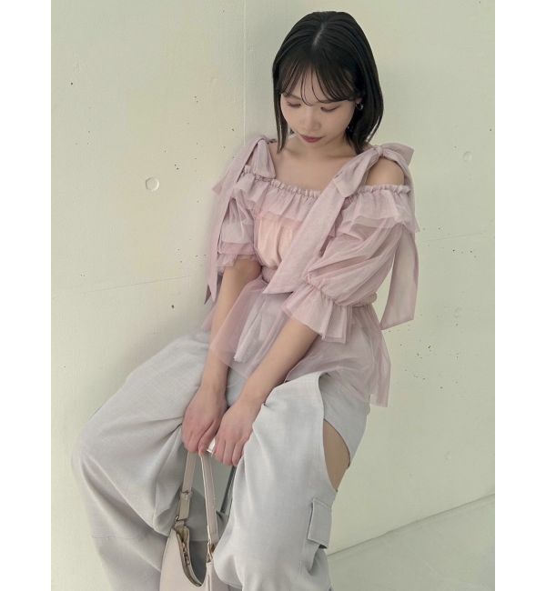dazzlin「チュールリボンペプラム2wayトップス」|シャツ・ブラウス|
