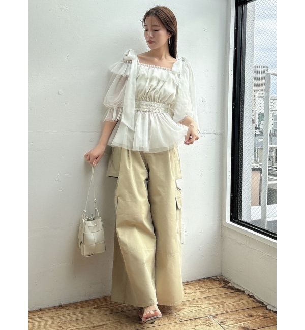 dazzlin「チュールリボンペプラム2wayトップス」|シャツ・ブラウス|