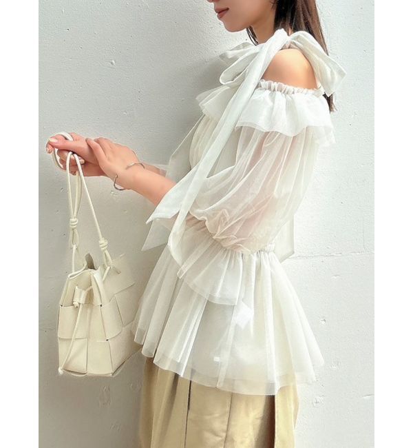 dazzlin「チュールリボンペプラム2wayトップス」|シャツ・ブラウス|