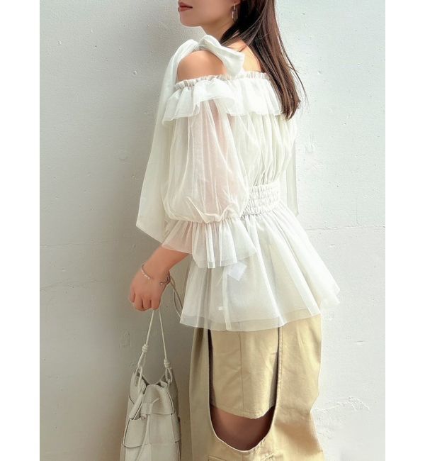 dazzlin「チュールリボンペプラム2wayトップス」|シャツ・ブラウス|